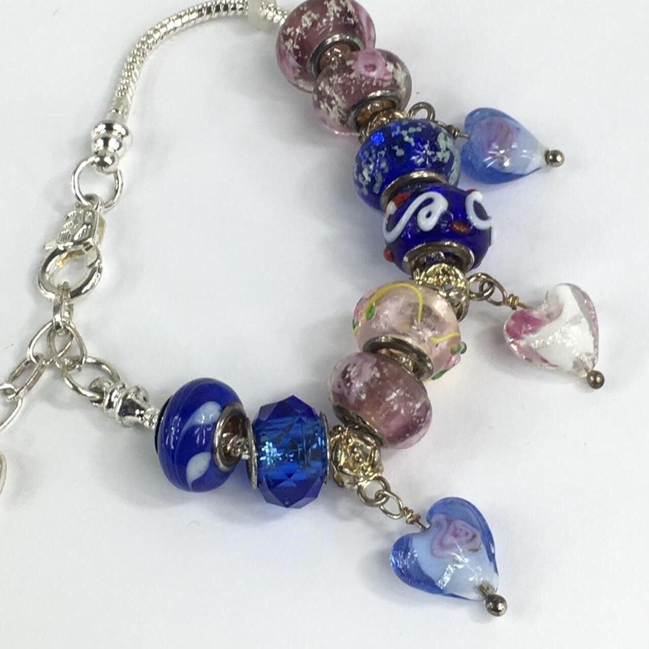 VINTAGE TO NOW SILVER TONE SLIDE BEAD CHARM BRACELET ESTATE FIND JEWELRY