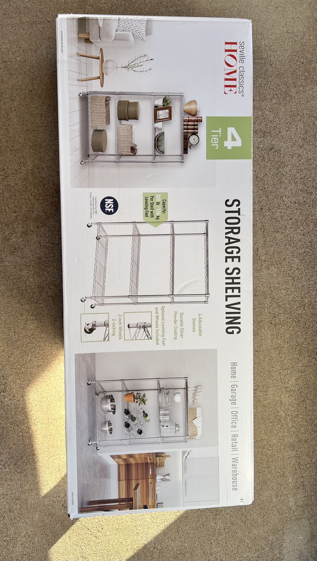 Seville Classics HOME 4-Tier Steel Wire Storage Shelving Rack