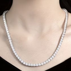 Moissanite Necklace 24 Inch S925 Silver Passes Diamond Test