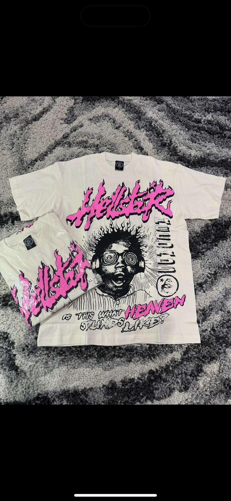 Hellstar Records T Shirt Pink/White