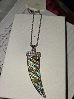 Abalone Shell Horn Pendant Necklace