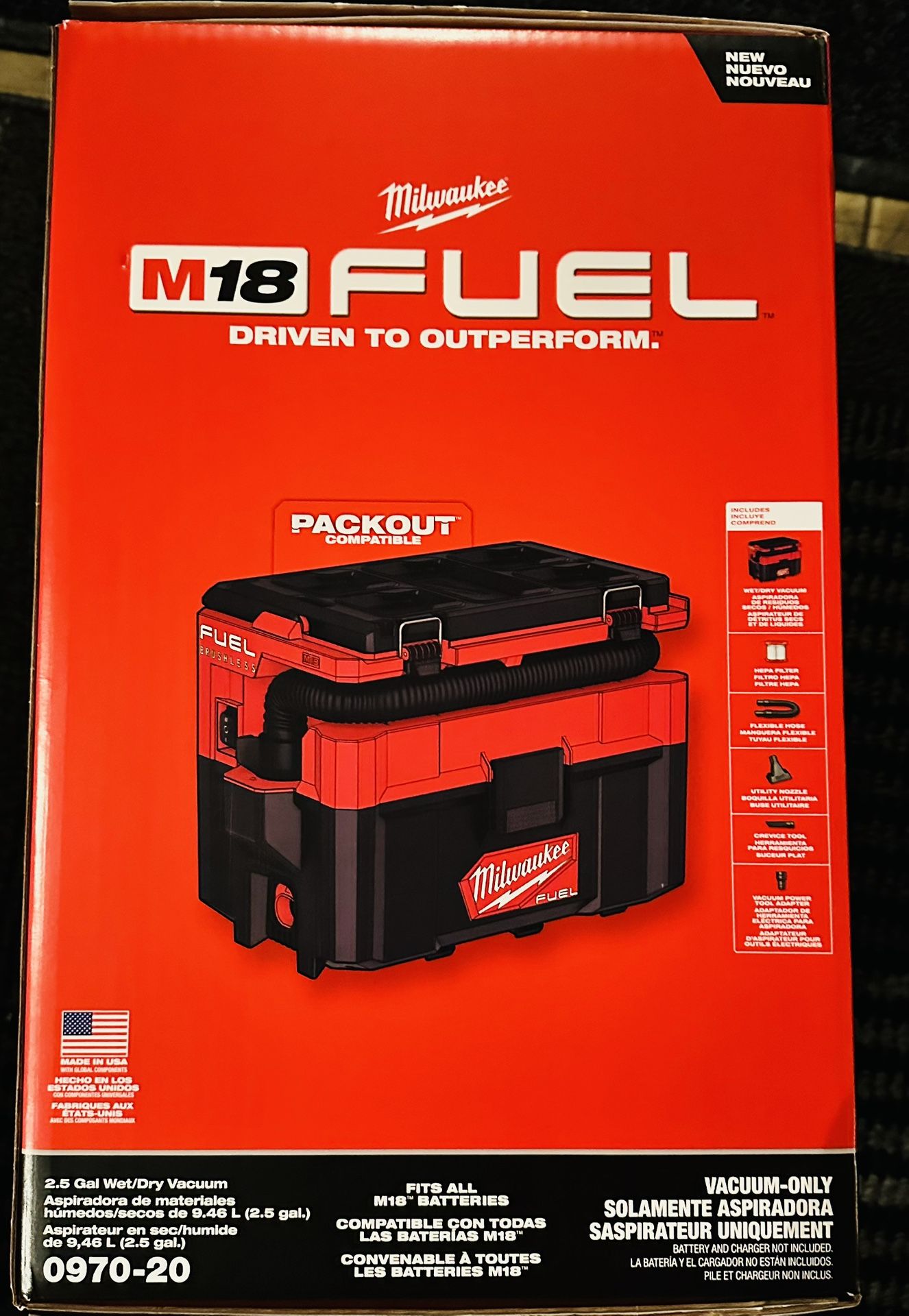 M18 FUEL PACKOUT 18-Volt Lithium-Ion Cordless 2.5 Gal. Wet/Dry Vacuum (Vacuum-Only)