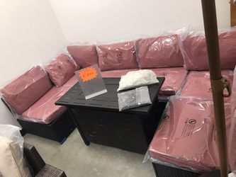 New,outdoor Patio Set With Fire Pit Table