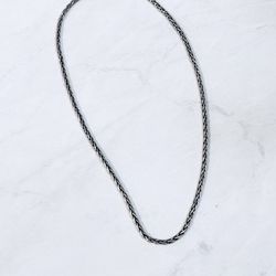 Real S925 Sterling Silver Chain Men’s 1mm Round Wheat Link Necklace 19.inch long