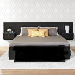 Queen bed frame with nightstands 
