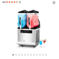 VEVOR Commercial Slushy Machine, 12Lx2 Double Tank Frozen Drink Machine, 96 Cups Stainless Steel Margarita Smoothie Frozen Drink Maker, Slushie Maker 