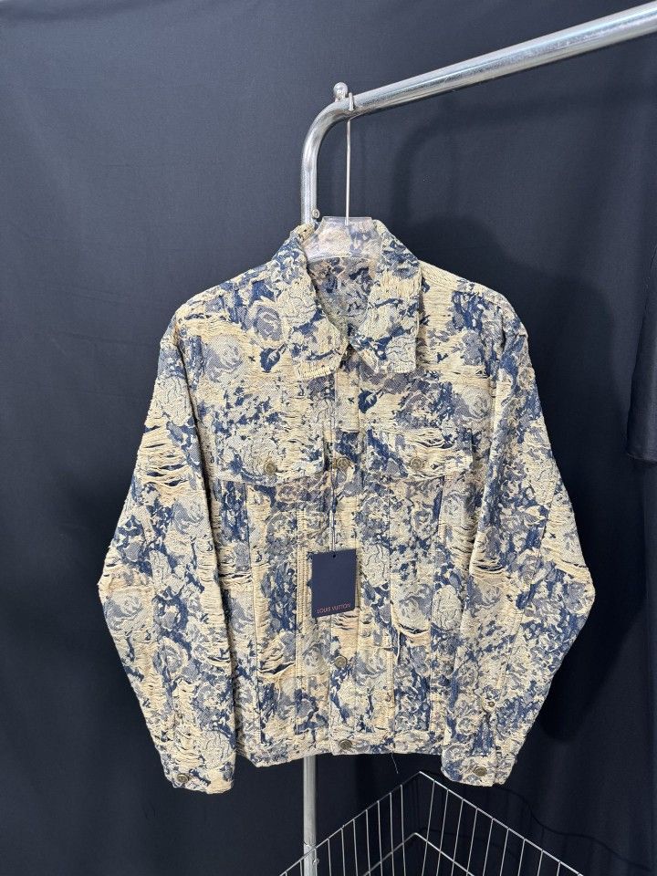 Louis Vuitton-LV distressed floral tassel denim jacket L