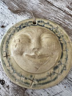 Vintage Handmade Ceramic Sun/Moon Wall Art Signed And Numbered 