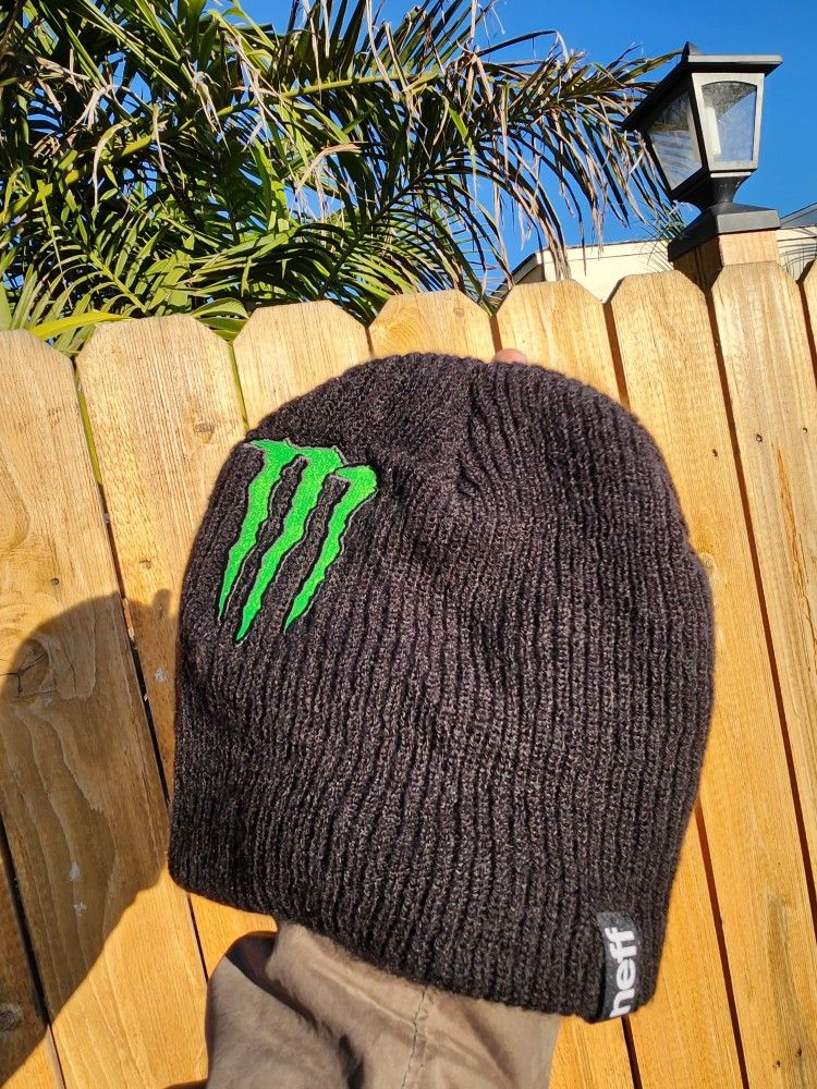 Monster Energy Athlete Only XGames Black Winter Skull Cap Hat Beanie Neff Ski.
