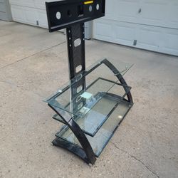 Tempered Glass TV Stand With 3 Shelves