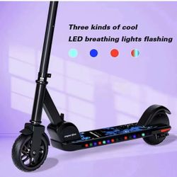 Electric Scooter for Kids Ages 6 and Up Featuring LED Light Up Front Wheel, 7.5 mp
