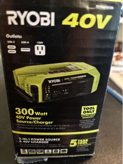 40V 300-Watt Portable Battery Inverter Power Source and 40V Battery Charger