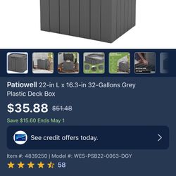 Patiowell Grey Plastic Deck Box 