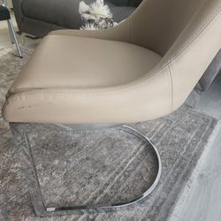 Tan Faux Leather Side Chair