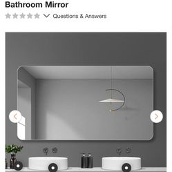 Modern 39.4 in. W x 29.53 in. H Rounded Corner Frameless Bathroom Mirror