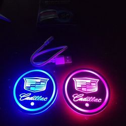 2 Cadillac Led Color Changing USB Car Cupholder Coasters.  Other Cars Available.  SHIPPING AVAILABLE