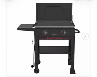 Daytona 2-Burner Propane Gas Grill 28 in. Flat Top Griddle in Black with Lid