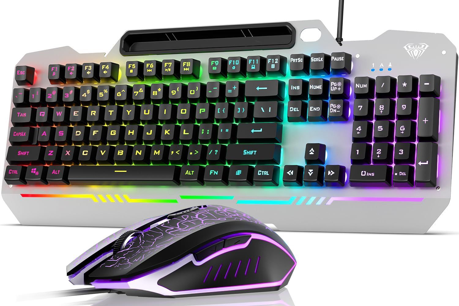 AULA Keyboard, T102 104 Keys Gaming Keyboard And Mouse Combo With RGB Backlit Number Pad