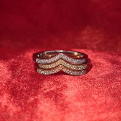 10k Yellow Gold Diamond Triplet Band Set Ring 0.25 ctw