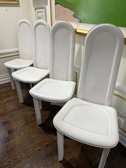 ARTEDI Genuine White Leather High-Back Dining Chairs ā Set of 4