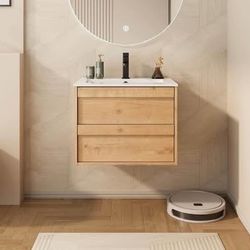 Assembled New 24" Floating Bathroom Vanity Sink Combo Wall Mounted Modern Minimalist Storage Cabinet