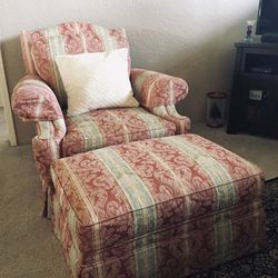 Tapestry Design Large Armchair & Ottoman Set