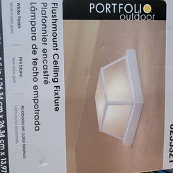 Portfolio Outdoor Ceiling Fixture Flushmount White With  Finish 
