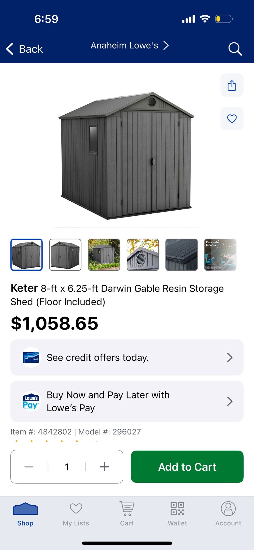 Keter Shed 6x8 Brand New 