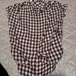 Womens Xxs Madewell Red White Checkered Plaid Shirt 