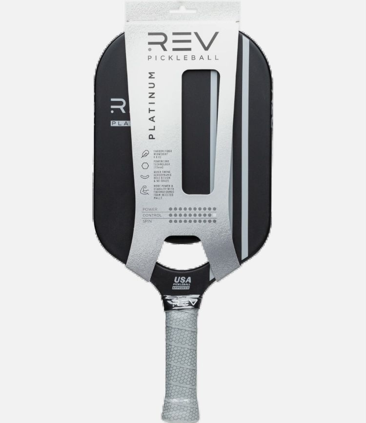 New REV Pickleball Platinum Paddles, Carbon Fiber, Black (2 Paddles)