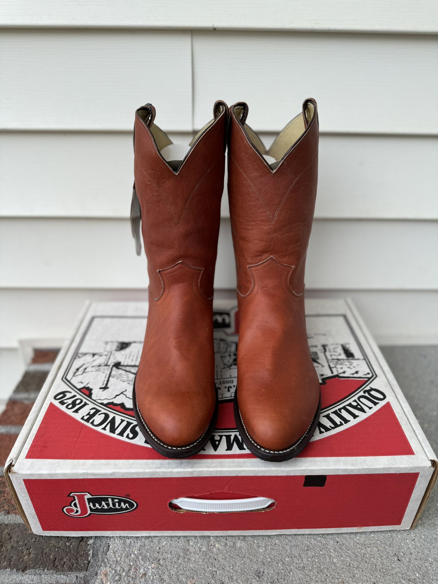 Justin Men's Cowboy Boots Size 10 D Tobias Classic Dress Brown Boots Style 3000