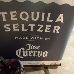 Tequila Seltzer Advertisement. 76" Long 33" Wide. Rolls up and out stand with legs