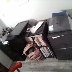 Black Desk With File Cabinets
