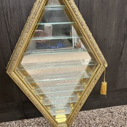 Display Case with Glass Shelves & Mirror 