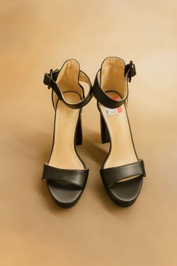 DISCOUNTED PRICE FOR TODAY - black open-toe ankle-strap high-heeled sandals- PICK UP NOW