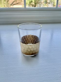 Gold Honeycomb Glass Candle Holder