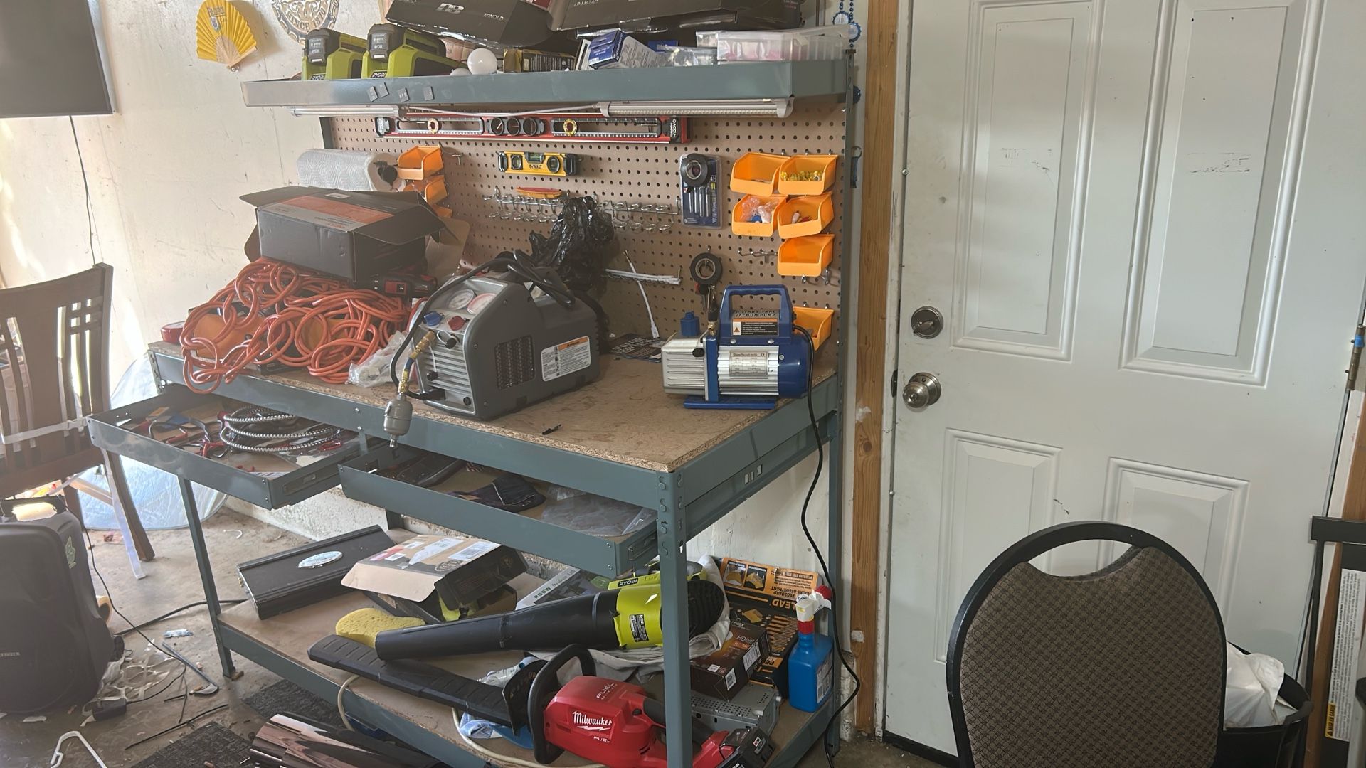 Garage Workbench With Drawers Led Lights Pegboard