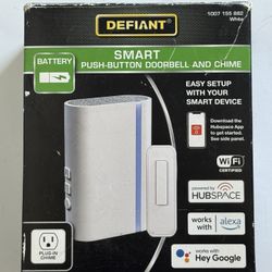 Defiant Wireless Wi-Fi Smart Plug-In White Doorbell Kit with Wireless Push Button Powered by Hubspace