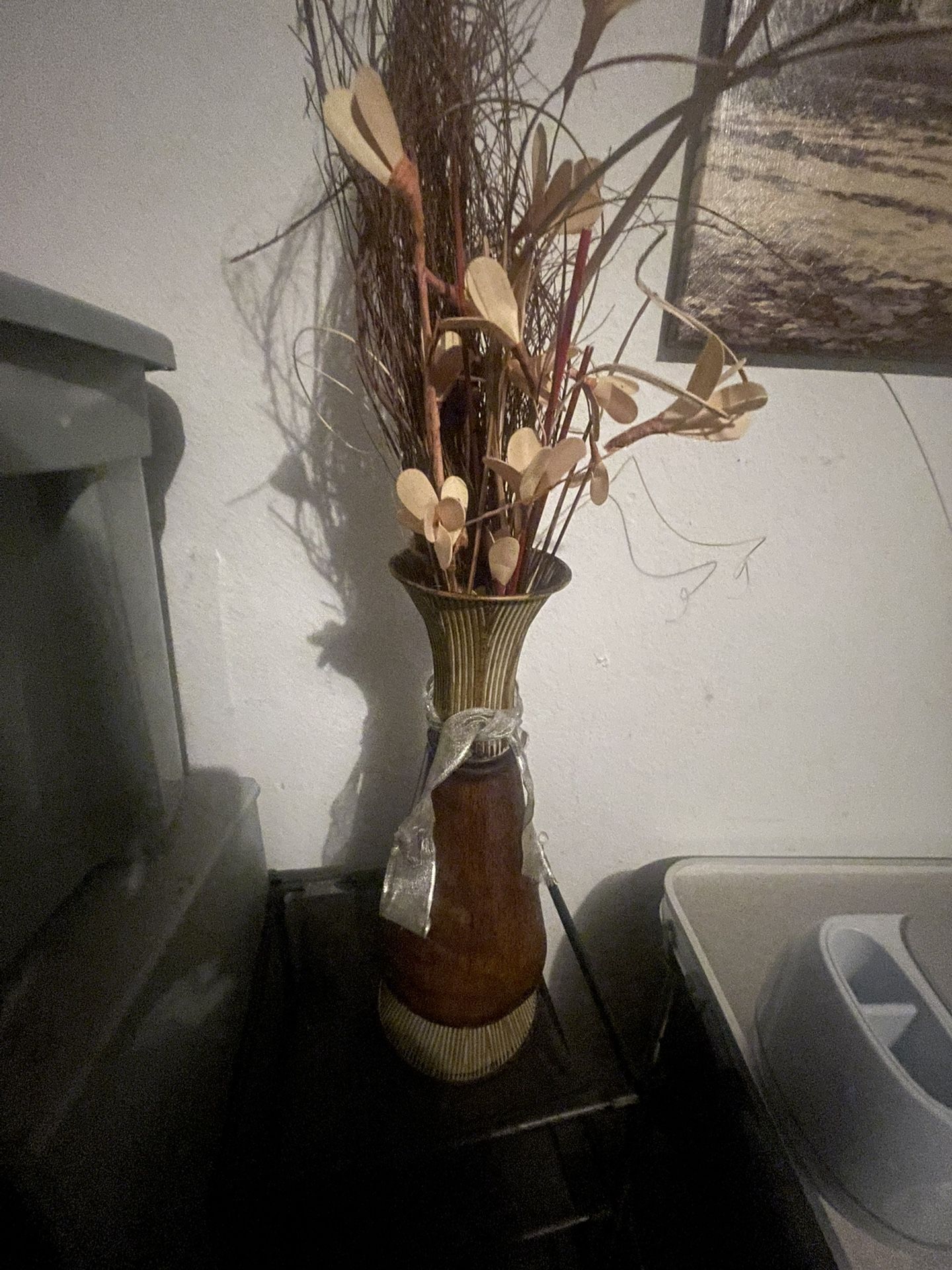 Vase with fake plants