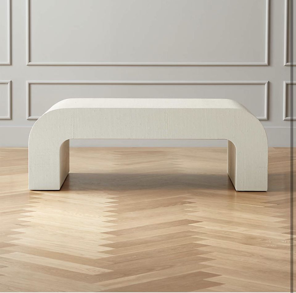 CB2 - HORSESHOE IVORY LACQUERED LINEN 46" COFFEE TABLE