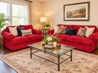 Used Red sofas love seat and sofa
