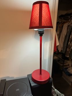 Red Slim Table Lamp with Fabric Shade