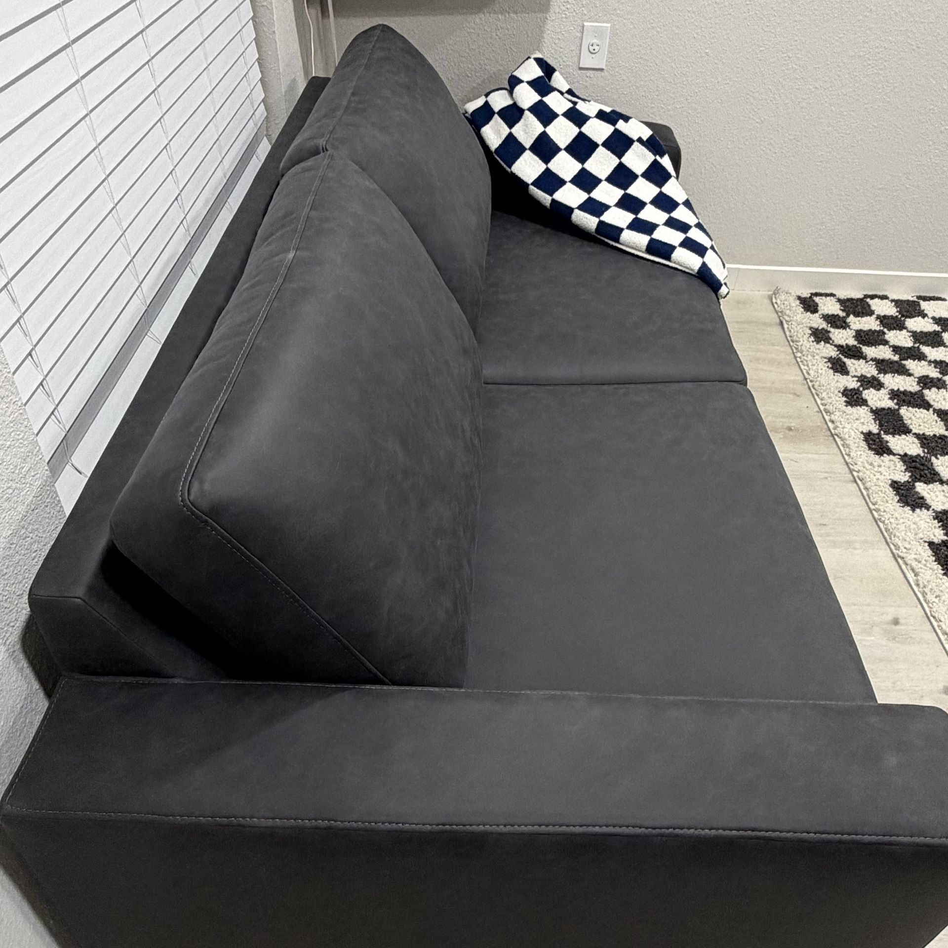 $500 86” LivingSpaces Black Sofa Charcoal