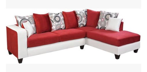 New red sectional! Sofa couch and Loveseat set deals here
