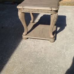 Elegant Side Table With Carved Wood. Solid And Heavy. New, Never Used.