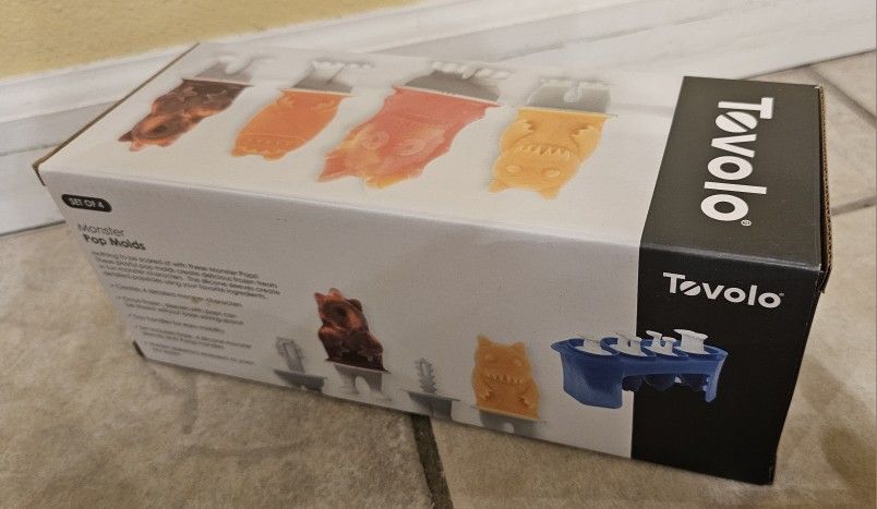 Tovolo Silicone Popsicle Ice Cream Makers and Mold Set with Base, Set of 4, Monsters (Brand New)