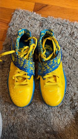 Nike KD4 Basketball Sneakers Yellow Blue