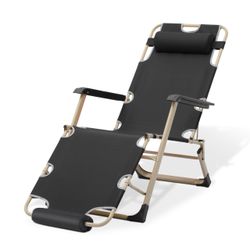Magshion Folding Reclining 3-Position Patio Chair Outdoor Lounge Chair with Footrest Folding Portable Outside Recliner Chair for Poolside Backyard Bea