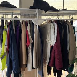 A plethora of clothing - mainly women’s clothes of all sizes