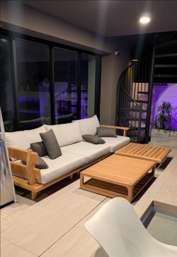 Brand new set, teak wood outdoor couch set